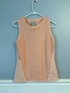 Saturday Sunday by Anthropologie Pink Cable Knit Sleeveless Sweater Tank Top Sm